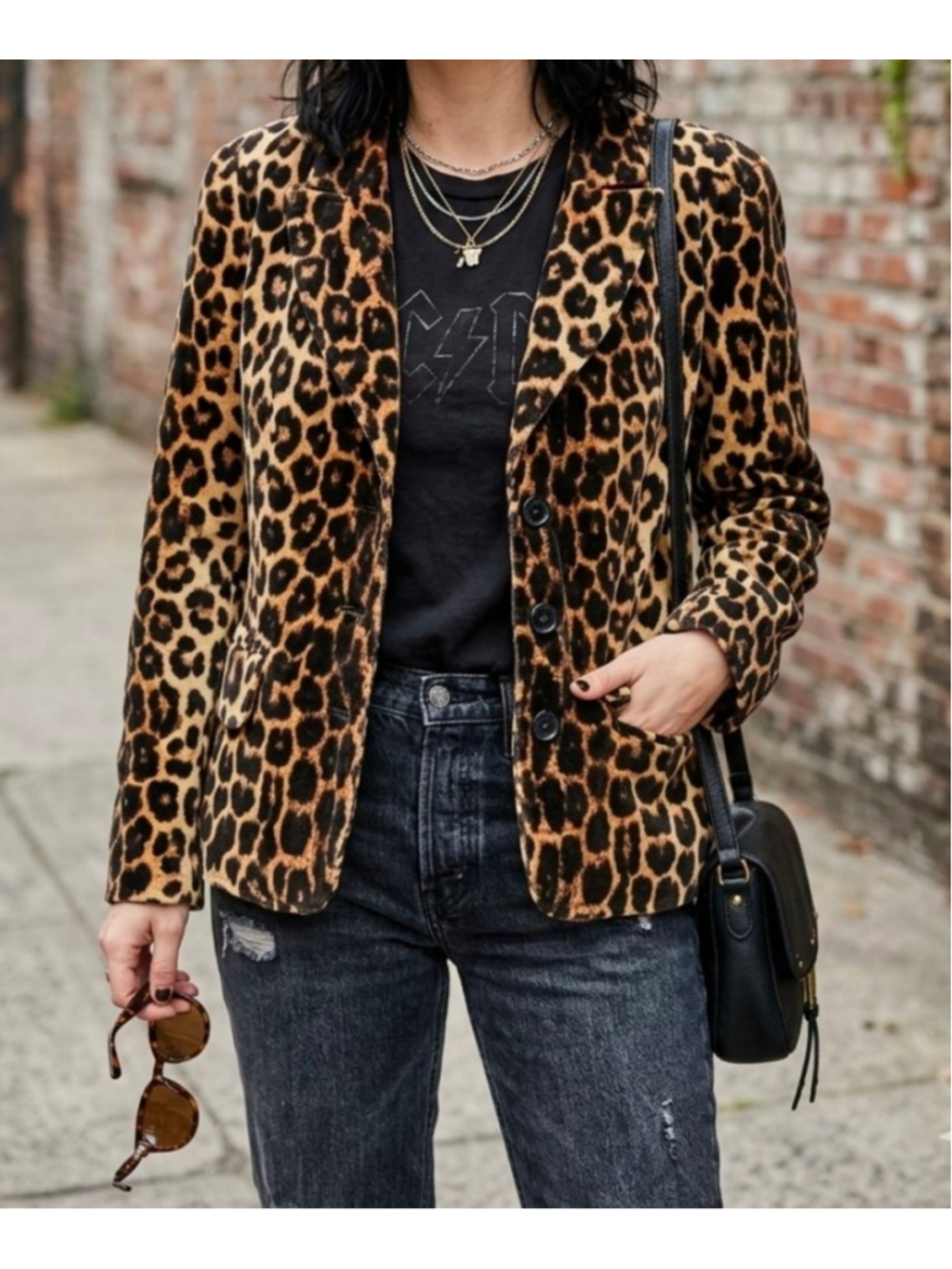 Vintage Lucky Brand Leopard Print Velvet Blazer Jacket Y2K Size S